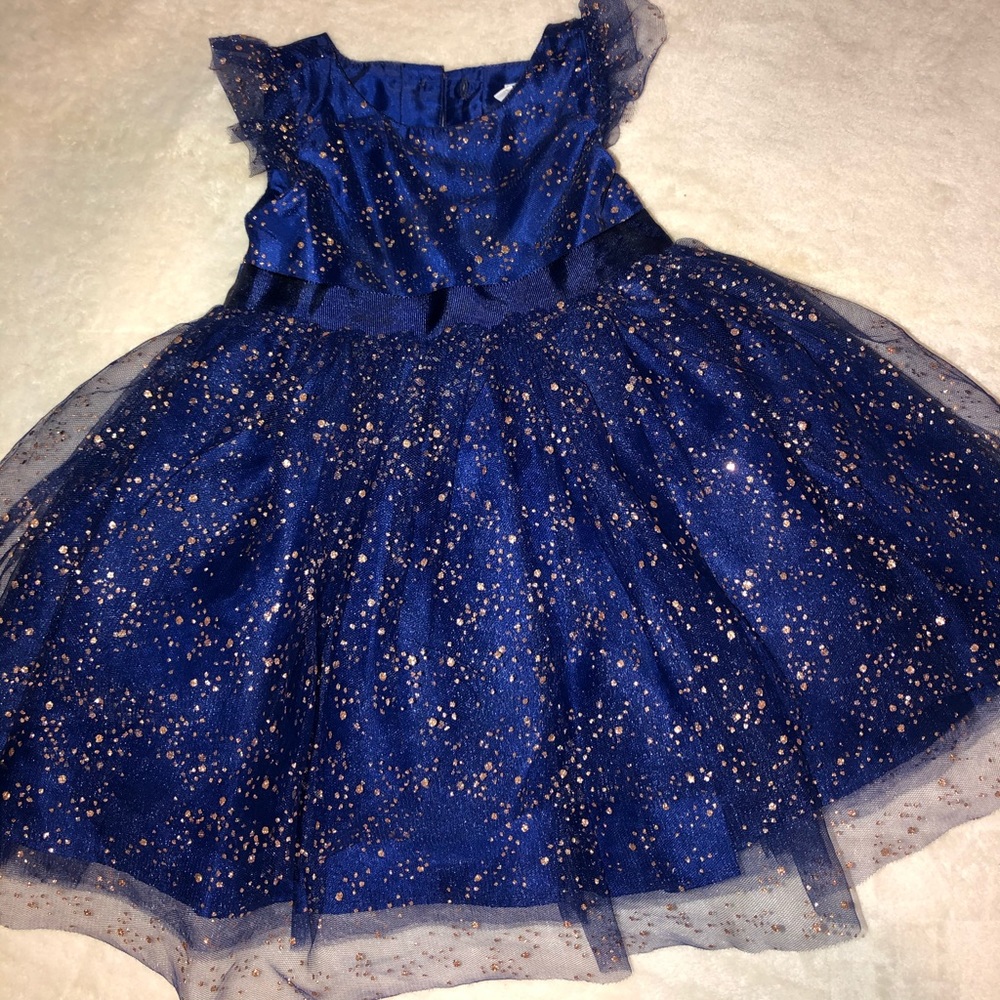 Janie & Jack Blue & Rose Gold Holiday Dress